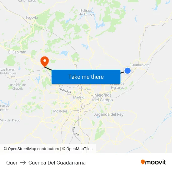 Quer to Cuenca Del Guadarrama map