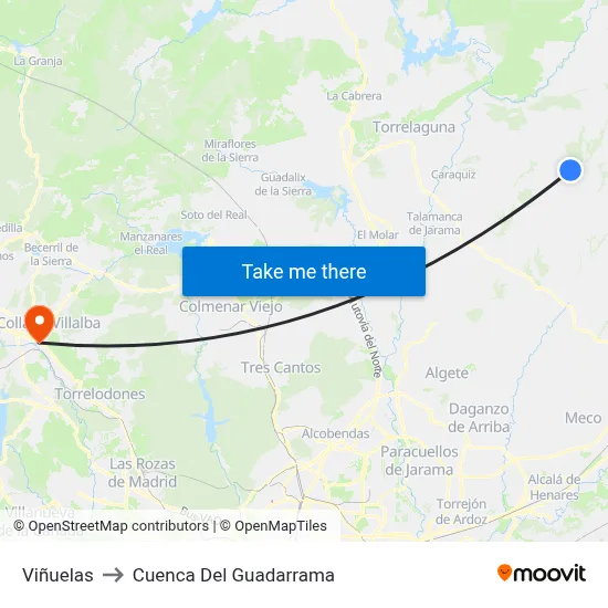 Viñuelas to Cuenca Del Guadarrama map