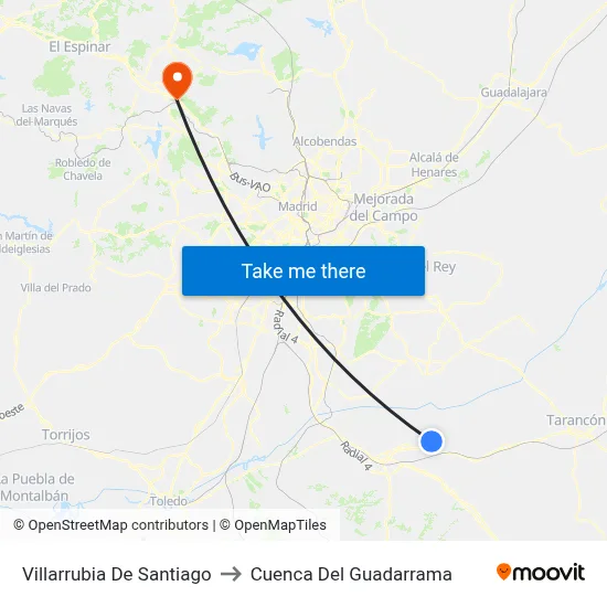 Villarrubia De Santiago to Cuenca Del Guadarrama map