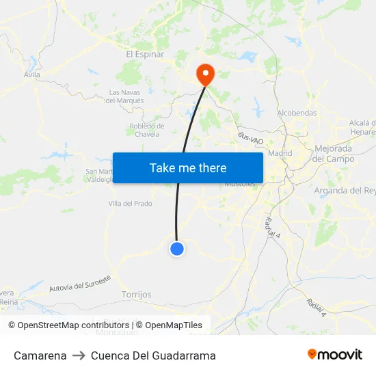 Camarena to Cuenca Del Guadarrama map
