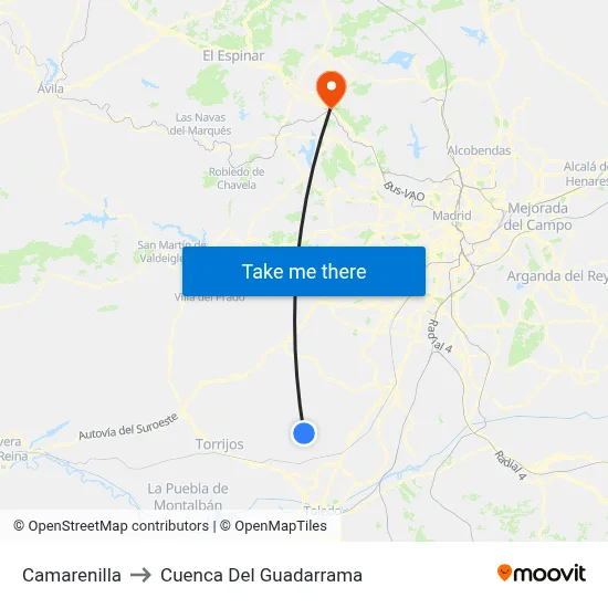 Camarenilla to Cuenca Del Guadarrama map