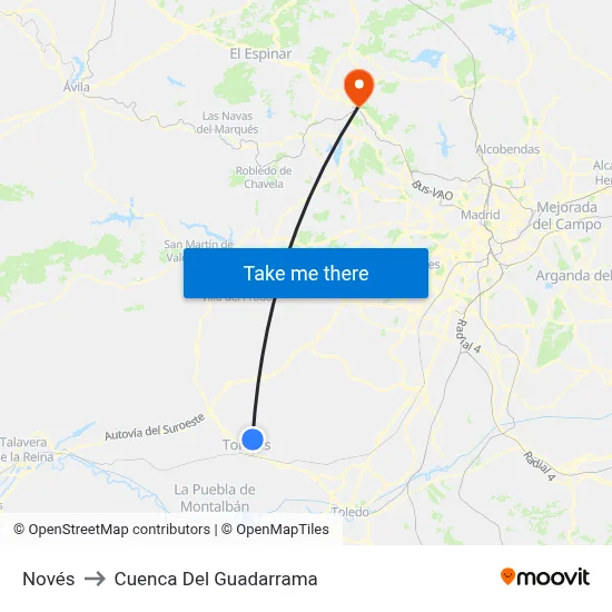 Novés to Cuenca Del Guadarrama map