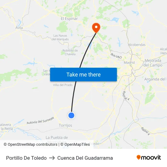 Portillo De Toledo to Cuenca Del Guadarrama map