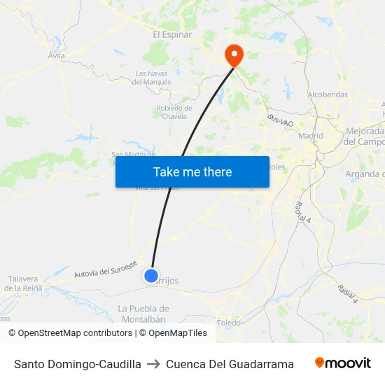 Santo Domingo-Caudilla to Cuenca Del Guadarrama map