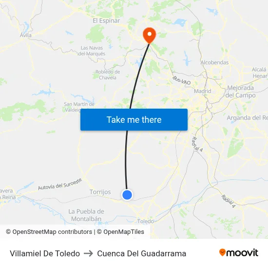 Villamiel De Toledo to Cuenca Del Guadarrama map