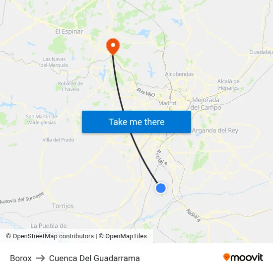 Borox to Cuenca Del Guadarrama map