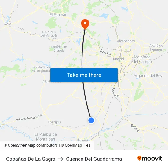 Cabañas De La Sagra to Cuenca Del Guadarrama map