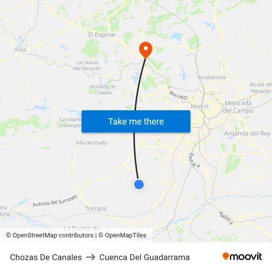Chozas De Canales to Cuenca Del Guadarrama map