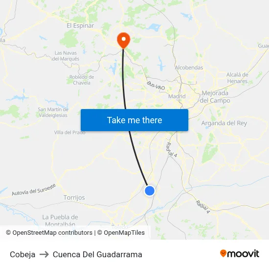 Cobeja to Cuenca Del Guadarrama map