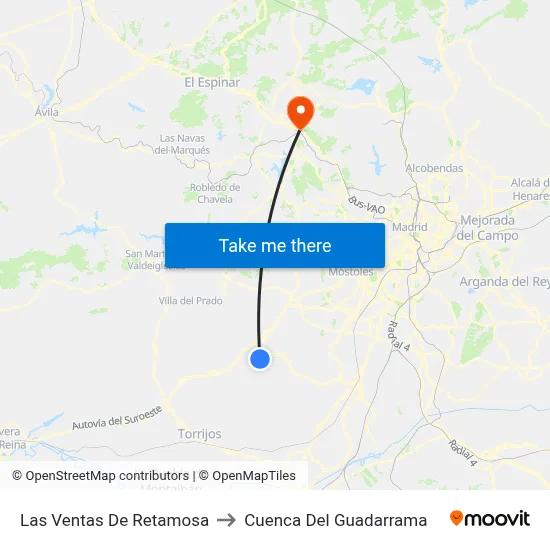 Las Ventas De Retamosa to Cuenca Del Guadarrama map