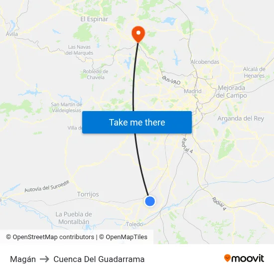Magán to Cuenca Del Guadarrama map