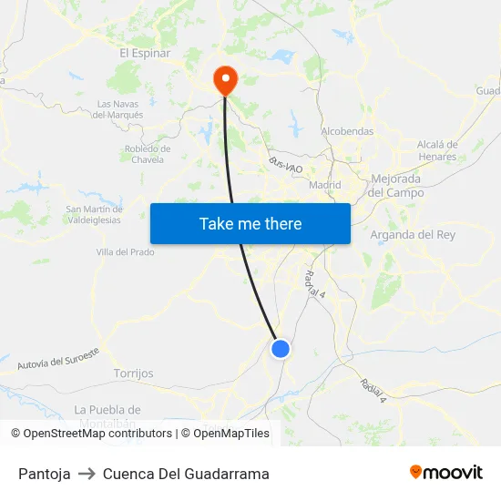 Pantoja to Cuenca Del Guadarrama map