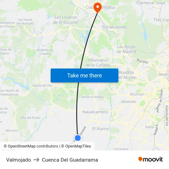 Valmojado to Cuenca Del Guadarrama map