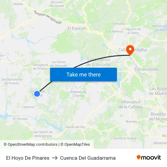 El Hoyo De Pinares to Cuenca Del Guadarrama map