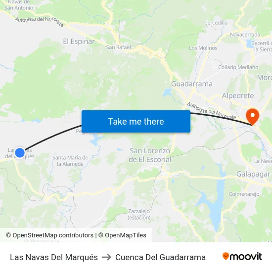 Las Navas Del Marqués to Cuenca Del Guadarrama map