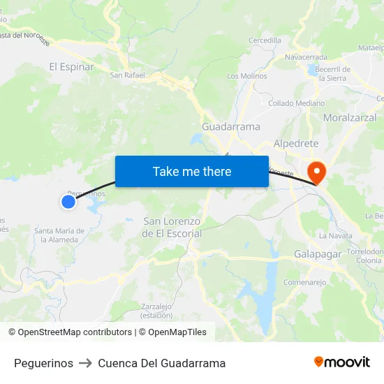Peguerinos to Cuenca Del Guadarrama map