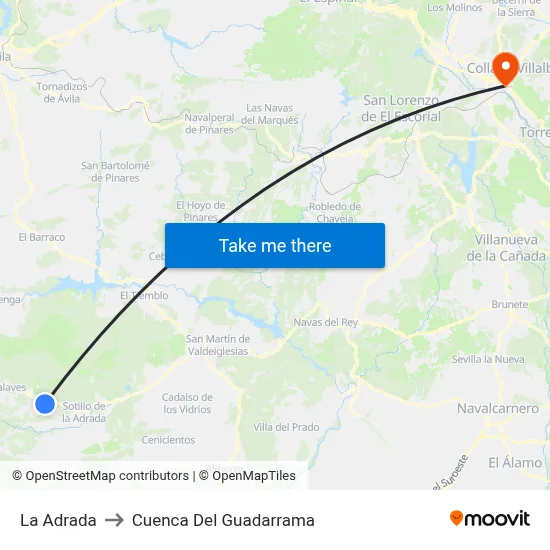 La Adrada to Cuenca Del Guadarrama map