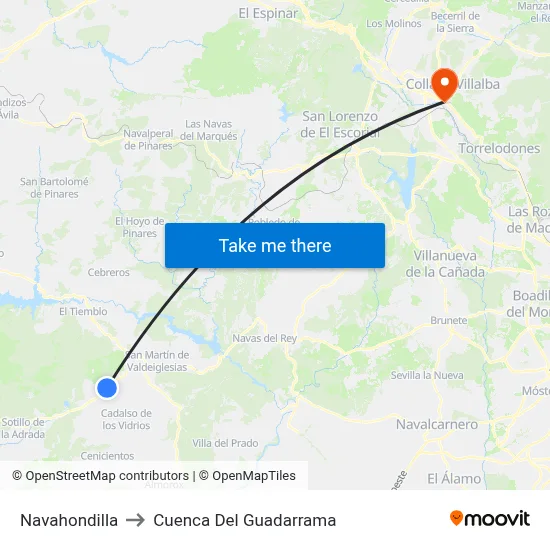 Navahondilla to Cuenca Del Guadarrama map