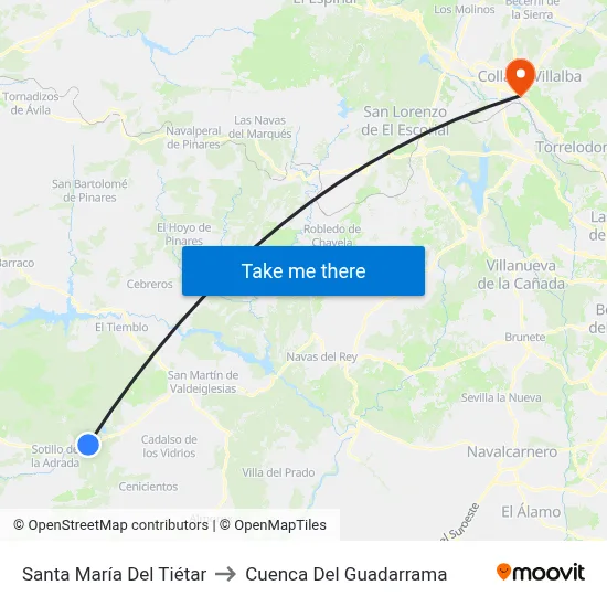 Santa María Del Tiétar to Cuenca Del Guadarrama map