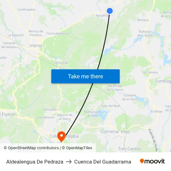 Aldealengua De Pedraza to Cuenca Del Guadarrama map