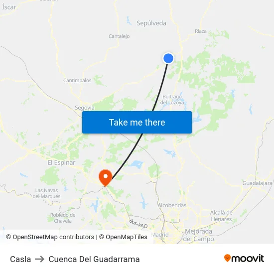 Casla to Cuenca Del Guadarrama map