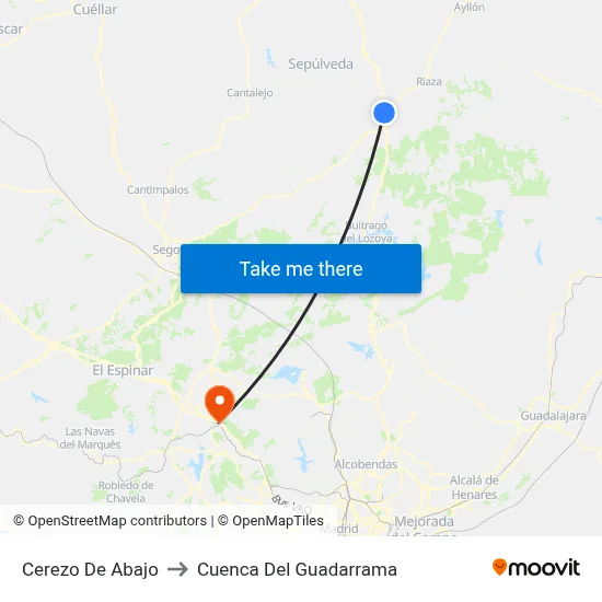 Cerezo De Abajo to Cuenca Del Guadarrama map