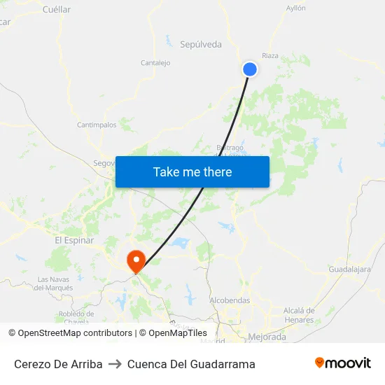 Cerezo De Arriba to Cuenca Del Guadarrama map