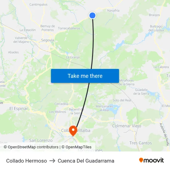 Collado Hermoso to Cuenca Del Guadarrama map