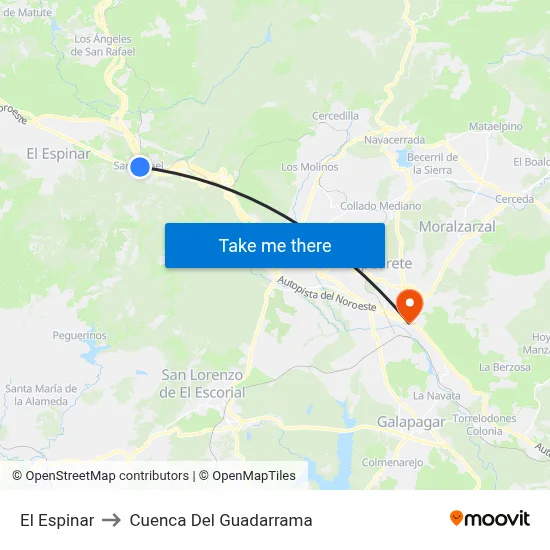 El Espinar to Cuenca Del Guadarrama map