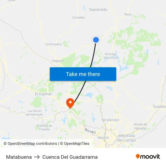 Matabuena to Cuenca Del Guadarrama map