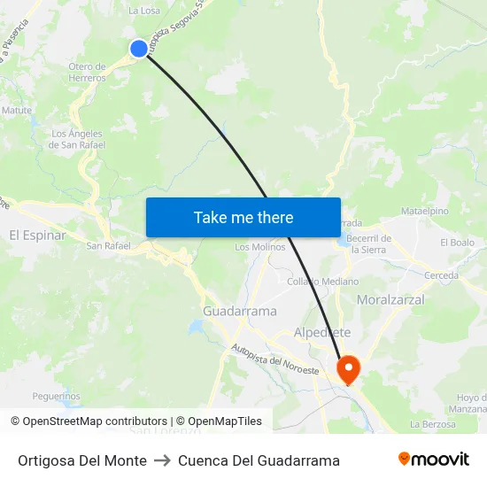 Ortigosa Del Monte to Cuenca Del Guadarrama map