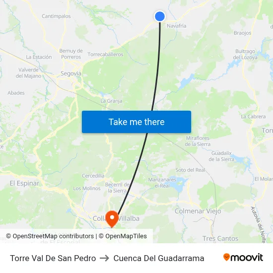 Torre Val De San Pedro to Cuenca Del Guadarrama map