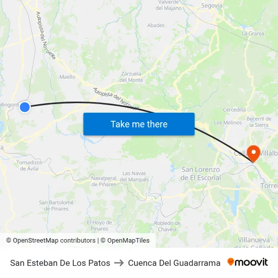 San Esteban De Los Patos to Cuenca Del Guadarrama map