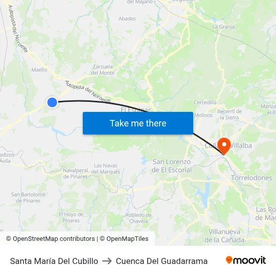 Santa María Del Cubillo to Cuenca Del Guadarrama map