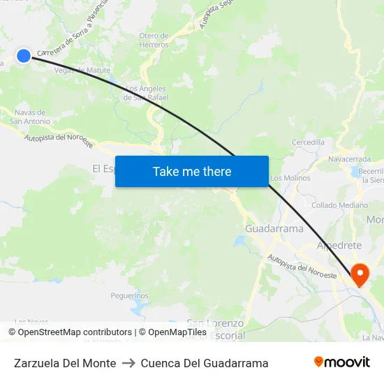 Zarzuela Del Monte to Cuenca Del Guadarrama map