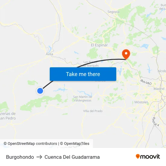 Burgohondo to Cuenca Del Guadarrama map