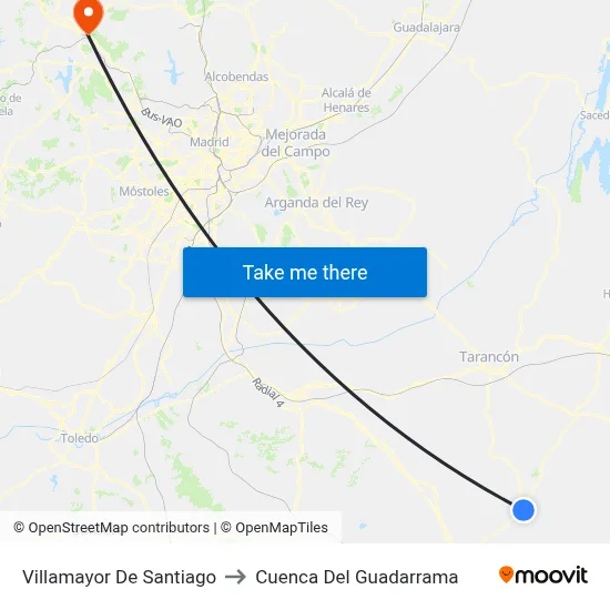 Villamayor De Santiago to Cuenca Del Guadarrama map