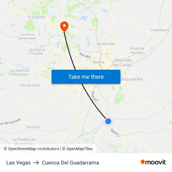 Las Vegas to Cuenca Del Guadarrama map