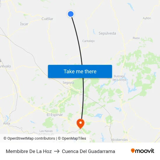 Membibre De La Hoz to Cuenca Del Guadarrama map