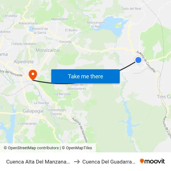 Cuenca Alta Del Manzanares to Cuenca Del Guadarrama map