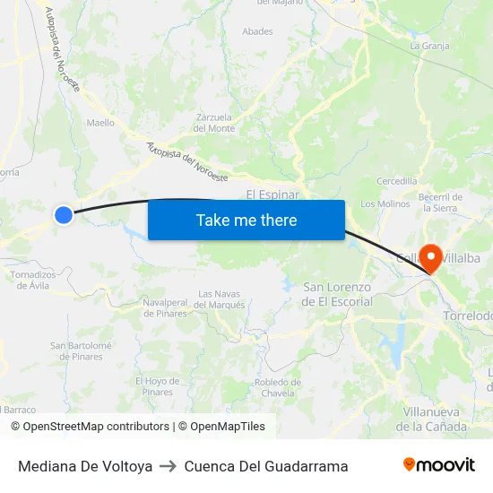 Mediana De Voltoya to Cuenca Del Guadarrama map
