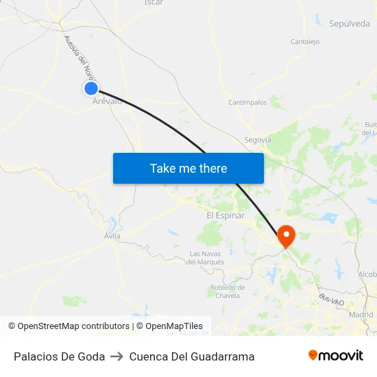 Palacios De Goda to Cuenca Del Guadarrama map