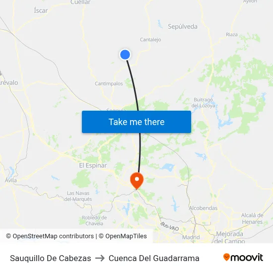 Sauquillo De Cabezas to Cuenca Del Guadarrama map