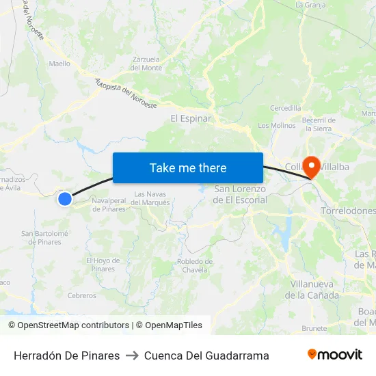 Herradón De Pinares to Cuenca Del Guadarrama map