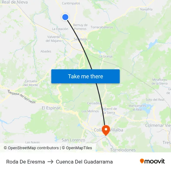 Roda De Eresma to Cuenca Del Guadarrama map