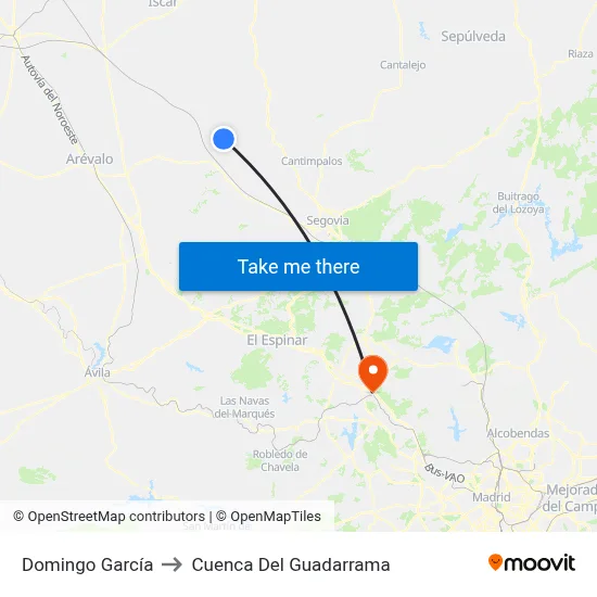 Domingo García to Cuenca Del Guadarrama map