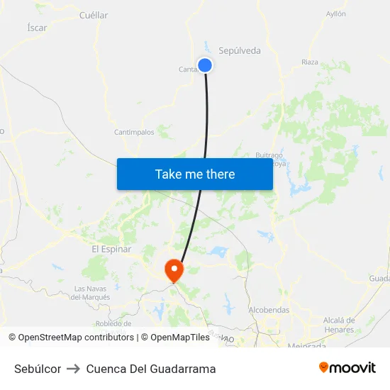 Sebúlcor to Cuenca Del Guadarrama map