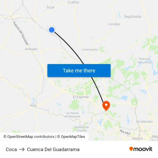 Coca to Cuenca Del Guadarrama map