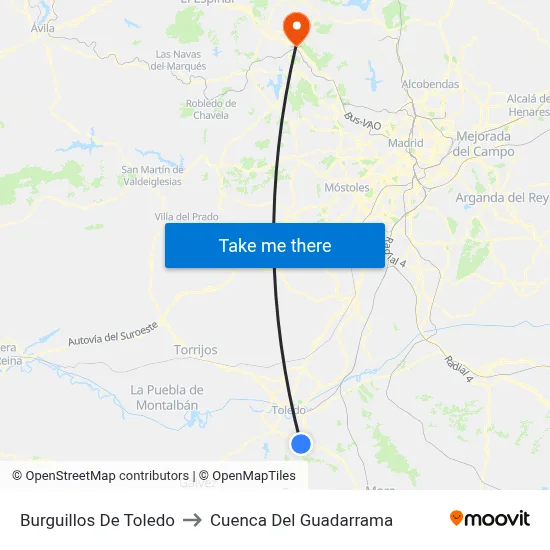 Burguillos De Toledo to Cuenca Del Guadarrama map