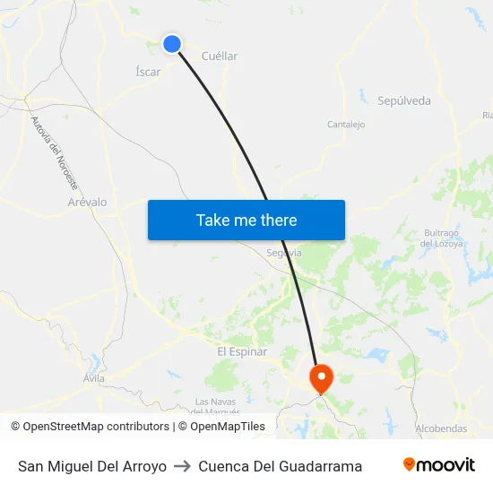 San Miguel Del Arroyo to Cuenca Del Guadarrama map
